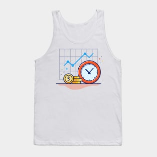 Clock with coin and graph cartoon Tank Top